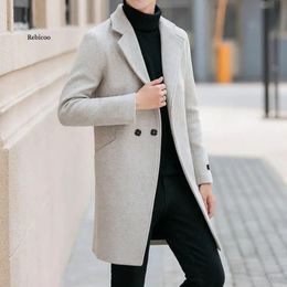 Men's Wool Blends Fashion Men Wool Blends Mens Casual Business Trench Coat Mens Leisure Overcoat Male Punk Style Blends Dust Coats Jackets 231030