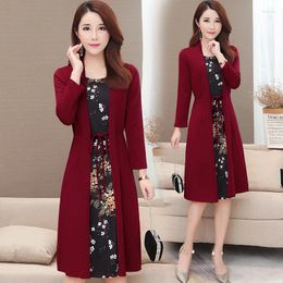 Casual Dresses Women's Dress Autumn And Winter Temperament Commuter Leave Two Foreign Trade Large Size Long-sleeved Korean