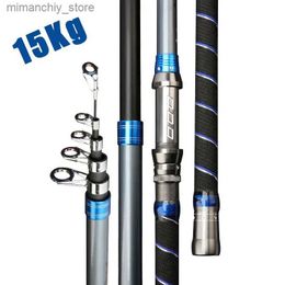 Boat Fishing Rods New Carbon Sea Rod 2.1-4.5M Superhard Long Throwing Rod Telescopic Travel Fishing Rod Sea Boat Rock High Quality Fishing Gear Q231031