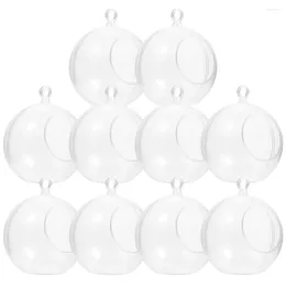 Candle Holders 10 Pcs Xmas Tree Christmas Decoration Ball Clear Plastic Ornaments Fillable Small Decorative Candles And
