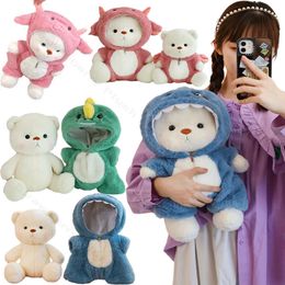 Plush Dolls Kawaii Detachable Clothes Bear Toy Lovely Transforming Into Dinosaur Sheep Shark Plushies for Girlfriend Gifts 231030