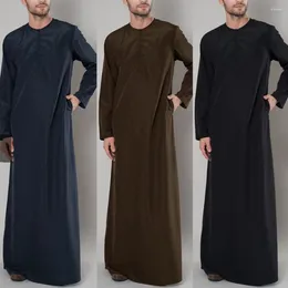 Ethnic Clothing 2023 Muslim Robes Islamic Men Clothes Arabic Kaftan Long Sleeve Zipper Loose Abaya Saudi Arabia Dubai Jubba Thobe Musulman