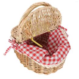 Dinnerware Sets Picnic Basket Home Vegetable Storage Fruit Serving Snack Bread Weaving Wooden Trays