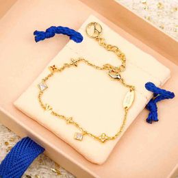 2023 Luxury quality charm bracelet with words and crystal beads in 18k gold plated have stamp box PS4778A