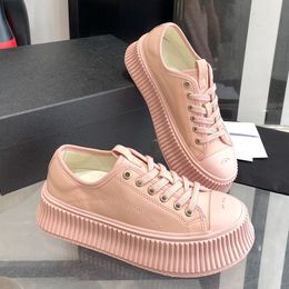 Womens Casual Shoes Classic Dress Shoes Designer Sneakers Platform Canvas Shoes 5cm Sports Shoe Classic Pink White Rubber Sole Quilted Texture Lace-Up Leisure Shoe