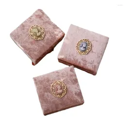 Jewellery Pouches Premium Pink Velvet Retro Beauty Head Necklace Box Wedding Ring Ear Stud