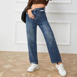 Women's Jeans Versatile Hip Hop Women Fashion Y2K High Waist Trousers Streetwear Casual Autumn Loose Denim Straight Leg Pants Female
