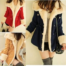 Women's Jackets Winter Autumn Warm Coats Woolen Slim Double Breasted Thick Coat Jacket Casual Fur Female Coat Jackets S - 2XL 231031