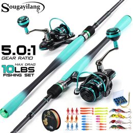 Fishing Accessories Sougayilang Rods Combo 1 8 2 1m Carbon Fibre Spinning Rod and 2000 4000 Series Reel Max Drag 10Kg for Bass Pike 231030