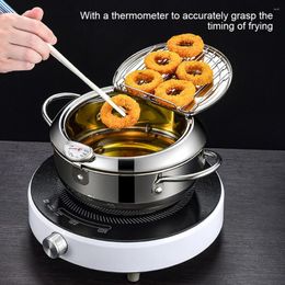 Pans Japanese Style Deep Frying Pot Tempura Fryer Pan Temperature Control Fried Chicken Cooking Tools Kitchen Utensil