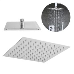 Bathroom Shower Heads G12 Square Head Stainless Steel Rainfall Rain 8inch Ultrathin Top Sprayer Showerhead pommeau de douche 231030