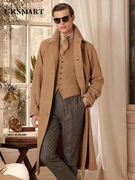Men's Wool Blends Long length wool coat men's camel classic single breasted thickened and detachable down jacket British style men's wool coat 231031