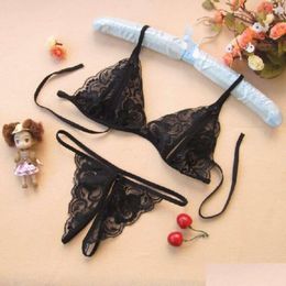 Sexy Set Hilovable-Sexy Fun Underwear 3-Point Open Range Bikini Lace Pyjamas Thong 2-Piece Gift Drop Delivery Apparel Dha5E