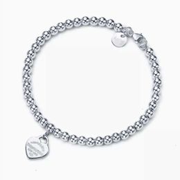 Luxury Women's Chains Bracelets Tiff Bangle Love Heart-shaped Pendant Hand Chain Female Tiffanjewelry S925 Silver Girl Friend Handchains Ladies Bracelet D37e