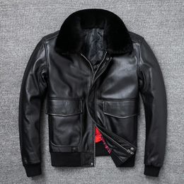 Men's Leather Faux Leather YR. Brand winter warm Classic G1 genuine leather jacket.Men Euro size black cowhide thick gun coat 231030