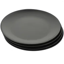 Dinnerware Sets 4 Pcs Plastic Trays Black Melamine Plate Dish Dinner Appetiser Flat Bottom Serving Outdoor Dinning Picnic Plates