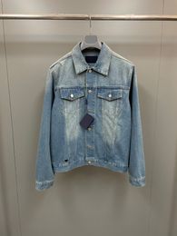 The latest spring and autumn designer jacket fashion pocket stitching design single breasted blue jean jacket US size luxury brand high quality mens jackets