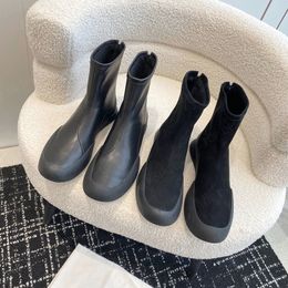 The Row black boots Top Suede Ankle quality flat boots Simple fashion Round-boots women Luxury designer shoes Factory footwear