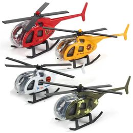Diecast Model 1PC Childrens Helicopter Toy Alloy Aeroplane Simulation Metal Flying Sound and Light Kids Gift 231031