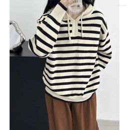 Women's Sweaters Striped Baggy Hooded Pullover Autumn Slouchy Cozy High Quality Fashionable Streetwear Sweater 2023