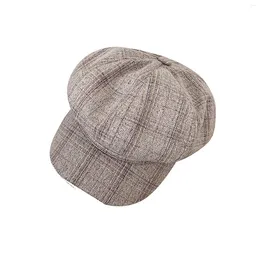 Berets Winter Vintage Women Plaid Hat Sboy Beret CapBerets Wool For Large Costume Men