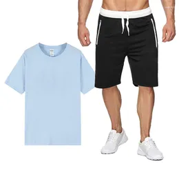 Men's Tracksuits Summer Cotton Linen Shirt Set Casual Outdoor 2-Piece Suit Andhome Clothes Pajamas Comfy Breathable Beach Short Sleeve XBD