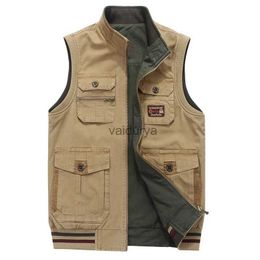 Men's Vests Autumn Mens Vests Sleeveless Tactical Photographer Jacket Cotton Casual Multi Pocket Vest Waistcoat Coat Plus Big Size 8XL YQ231031