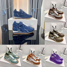 Loeweely High-quality casual Luxury sneakers shoes nylon suede lace-up mens and womens sneakers soft uppers honey rubber wavy soles. HB8L