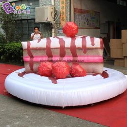 wholesale 3m 10ftH giant inflatable happy birthday cake model for party decoration outdoor event with 3 Metres tall oxford or pvc material014