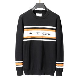 5 Men's Sweaters Crewneck striped sweater men's alphabet jacquard designer autumn and winter fashion warm knitted sweater soft cashmere blend fabric top size TC01