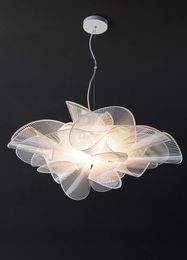 White Petals Pendant Lamps Black Flower Hanging Lamp For Ceiling American Modern Chandelier Pendant Light Romantic Home Decorations Casa Art Deco Lustre Lamparas