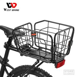 Bike Baskets WEST BIKING Bicycle Rear Basket Quick Release Cargo Racks MTB Trunk Rack For Travel Luggage Straps Locatable Reflector 231030