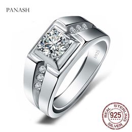 Fine Male 925 Sterling silver Cubic Zirconia Enagement Wedding Band Ring for Men Finger Rings Jewellery Gift size 6-12225h