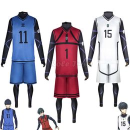 Anime Lock Cosplay Costume Isagi Yoichi Chigiri Bachira Rensuke Kunigami Football Blue White Red Uniform Bodysuit Clothes