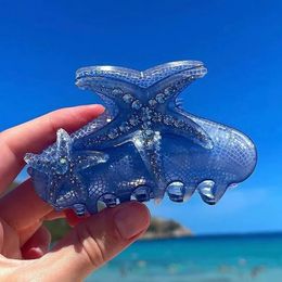 Hair Clips Barrettes Rhinestone Acetic Acid Acrylic Starfish Hair Clips for Women Girl Travel Vacation Jewellery Shark Clip Hair Accessories 231030