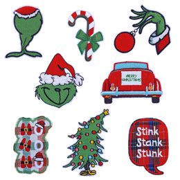 Iron on Patches Green Christmas Monster Embroidered Patch Sew on Applique DIY Crafts Projects Accessories for Clothing Jacket Jeans Pants Dress Hat Decorations