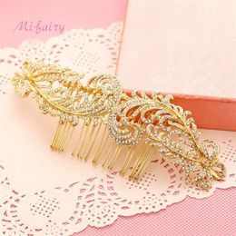 Gold Handmade Wedding Hair Accessories High End Crystals Bridal Hairpieces Delicate Small Prom Hair Combs H118236l