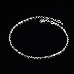 Fashion ed Weave Chain For Women Anklet 925 Sterling Silver Anklets Bracelet For Women Foot Jewellery Anklet On Foot 2105072692