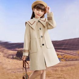 Jackets 6-14Years Girls Woolen Jacket Coat Kids Winter Cotton Padded Dress For Teeanger Fall Outwear 7 8 9 10 11 12