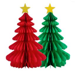 Christmas Decorations 25cm Tree Honeycomb Decoration Gold Star Paper Xmas Ornaments Merry Decor For Home Happy Year 2024