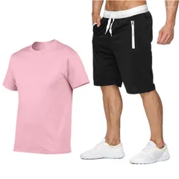 Men's Tracksuits 2023 Cotton- Summer 2023two Piece Set Men Short Sleeve T Shirt Cropped Top BL16