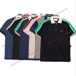 24ss mens women designer polos Double letter Water color print casual high quality fashion men turn-down collar wild top Blue Coff302O