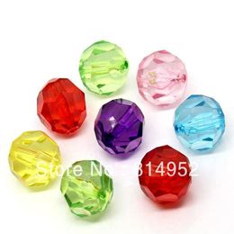 Whole-Whole Fashion 100pcs Acrylic Faceted Bubblegum Chunky Beads 20MM Clear Transparent Round Bicone Beads for Chunky Nec252m