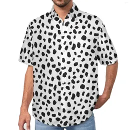 Men's Casual Shirts Dalmatian Blouses Mens Spotted Animal Print Summer Short Sleeve Custom Fashion Oversize Beach Shirt Birthday Gift