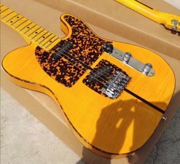 In Stock HS Anderson & Hohner Prince Madcat Mad Cat Flame Maple Top Yellow Natural Electric Guitar Leopard Pickguard, Red Turtle Binding, Vintage Tuners