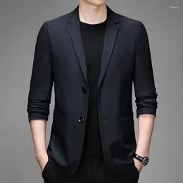 Men's Suits Fashion Light Luxury Business Casual Suit Black Gray Cyan Plaid Breathable Blazer Jacket