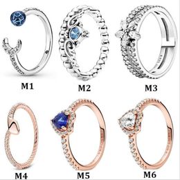 fine S925 Sterling Silver Ring rose gold Cinderella Shining Elegant Heart Wedding Rings size 6-101897