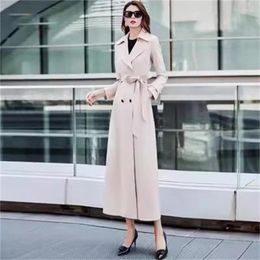 Women's Trench Coats High End British Coat Women 2023 Spring Autumn Black Temperament Fashion Simple Long Knee Length Lady