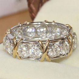 Eternity Jewellery Stone 5A Zircon stone 10KT White&Yellow Gold Filled Women Engagement Wedding Band Ring Sz 5-11260C