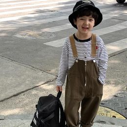 Trousers Boys' Workwear Autumn Children's Wear Strap Handsome Bombing Street Baby Jumpsuit Casual Pants